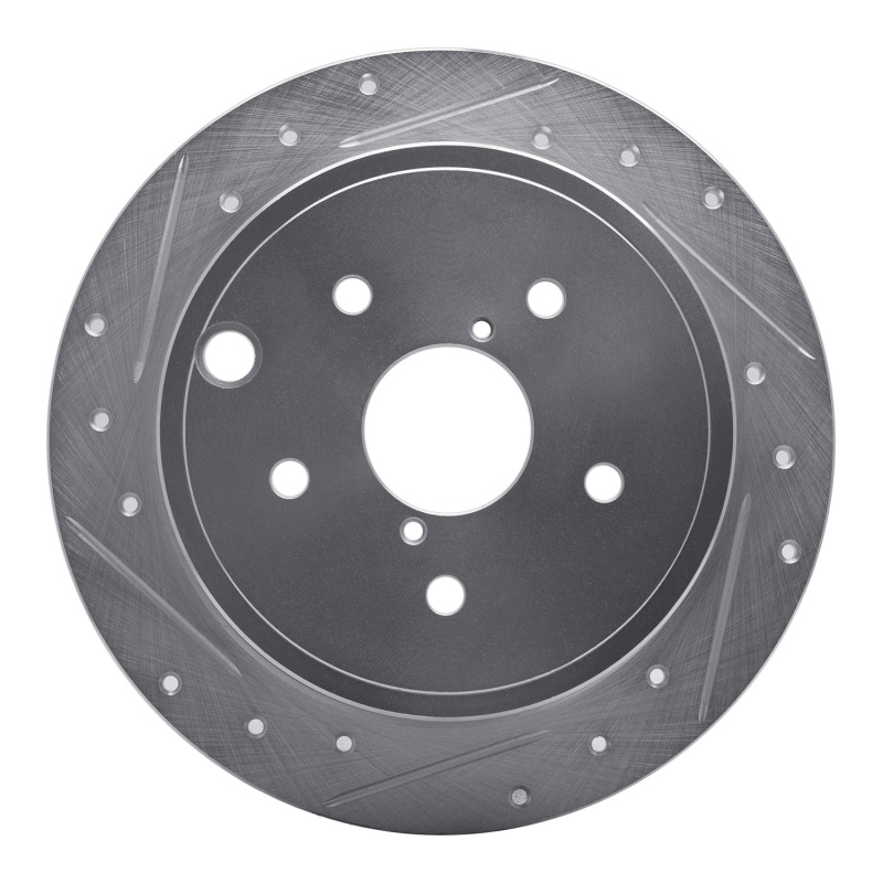 Subaru WRX Brake Rotor (1) - Rear Left - R1 Concepts - Drilled & Slotted - Silver - `15-`21